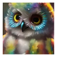 Fluffy Cute Colorful Owl Acrylic Print