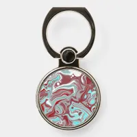 Teal, Burgundy, Red and White Marble Swirls   Phone Ring Stand
