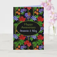 Jamaican Tropical Palms and Flowers Anniversary Card