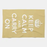 Keep Calm and Carry On Yellow Kitchen Towel