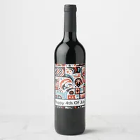4th of July Generative Pattern Wine Label