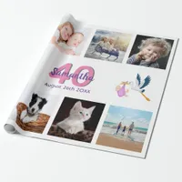 40th birthday party photo collage woman white wrapping paper