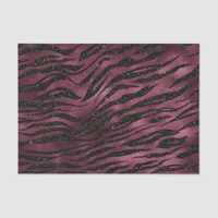 Burgundy Glam Foil Glitter Tiger Stripes Tissue Paper