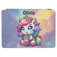 Cute Kawaii Unicorn with Bubble Tea Personalized iPad Air Cover