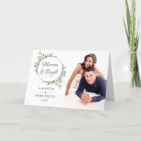 Watercolor Geometric Christmas Married and Bright Holiday Card