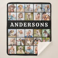 Custom 25 Photo Collage Personalized Family Name Sherpa Blanket