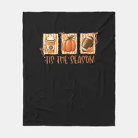 Tis The Season Pumpkin American Football Thanksgiv Fleece Blanket
