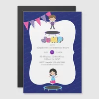 Royal Purple and Blue Trampoline Birthday Party Magnetic Invitation