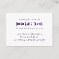 Purple Elegance Temple Sealing Ceremony Invitation