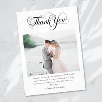 Calligraphy Script Photo Wedding Thank You Card