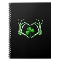 Skeleton Hand Heart Shamrock St Patricks Day Paddy Notebook