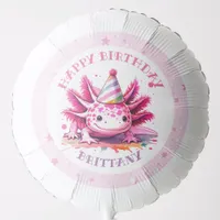 Pink Axolotl Girl's Birthday Party Balloon