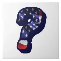 American Flag Question Mark LG Photo Ceramic Tile