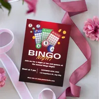 Red Dark Bingo Night Party Invitation