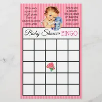 Vintage Baby Girl Teddy Bear Baby shower games Flyer