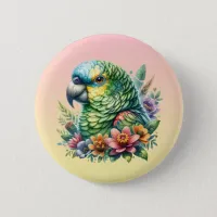 Beautiful Watercolor Amazon Parrot Button