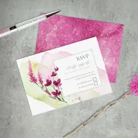 Wildflower Wedding Watercolor Fuchsia ID954 RSVP Card