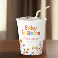 Watercolor Floral Baby in Bloom Baby Shower Cups