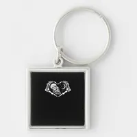 Skeletons Heart  Hands Keychain