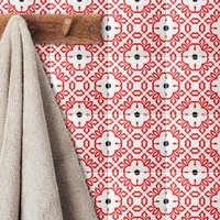 White Red and Black Geometric Mosaic Pattern Ceramic Tile