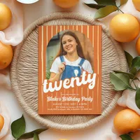Retro Orange 20Th Birthday Invitation