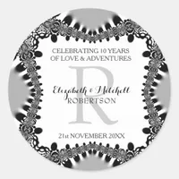 Modern Vintage Monogram Wedding Anniversary Classic Round Sticker