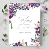 Romantic Purple and Pink Floral Wedding Invitation