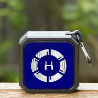 Futuristic SciFi Circle With Custom Monogram Blue Bluetooth Speaker