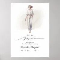 Elegant PJs & Prosecco Bachelorette Party Welcome  Poster