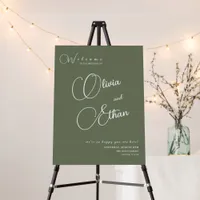 Sage Green Minimalist Wedding Welcome sign