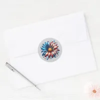 Floral 4th of July Classic Round Sticker