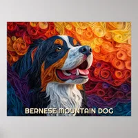 Bernese Mountain Dog Paper Quilling Art Portrait Poster