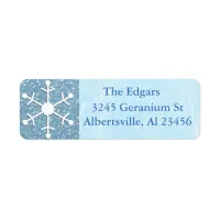 Blue Glittery Snowflake Address Return Label