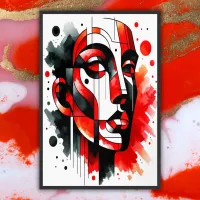 Abstract Face Red | Gallery quality Giclee prints