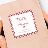 That's Amore Italian Chic Personalized Red Wedding Square Sticker