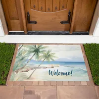 Beach palm trees welcome doormat