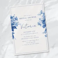 China Blue Watercolor Floral Bridal Shower Invitation