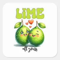 Lime All Yours Funny Punny Valentine Square Sticker