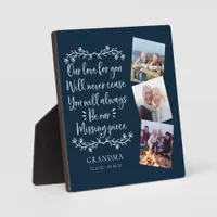 Blue Family Memorial Three Photo Keepsake Plaque