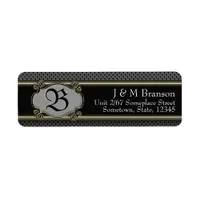 Classic Monogram Black Gold Stylish Address Label