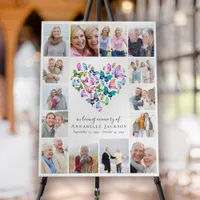 Butterfly Heart Photo Collage Funeral Welcome Sign