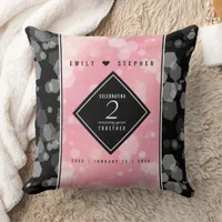 Elegant 2nd Rose Quartz Wedding Anniversary Throw Pillow