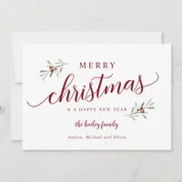 Watercolor Holiday Ivy Non Photo Christmas Card