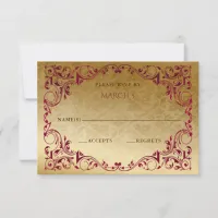 Elegant Vintage Pink Gold  RSVP Card