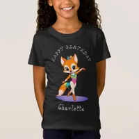 Girly Gymnastic Fox | Girls Birthday Black T-Shirt