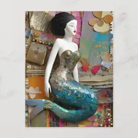 Fantasy Mermaid Collage Postcard