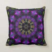 Purple Fuchsia Fractal Mandala Big Cushion