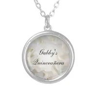 White Floral Quinceañera Silver Plated Necklace