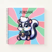 Cute Kawaii Skunk with Bubble Tea Personalized  Notebook