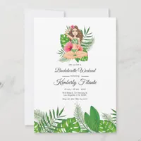 Watercolor Exotic Aloha Luau Bachelorette Weekend Invitation